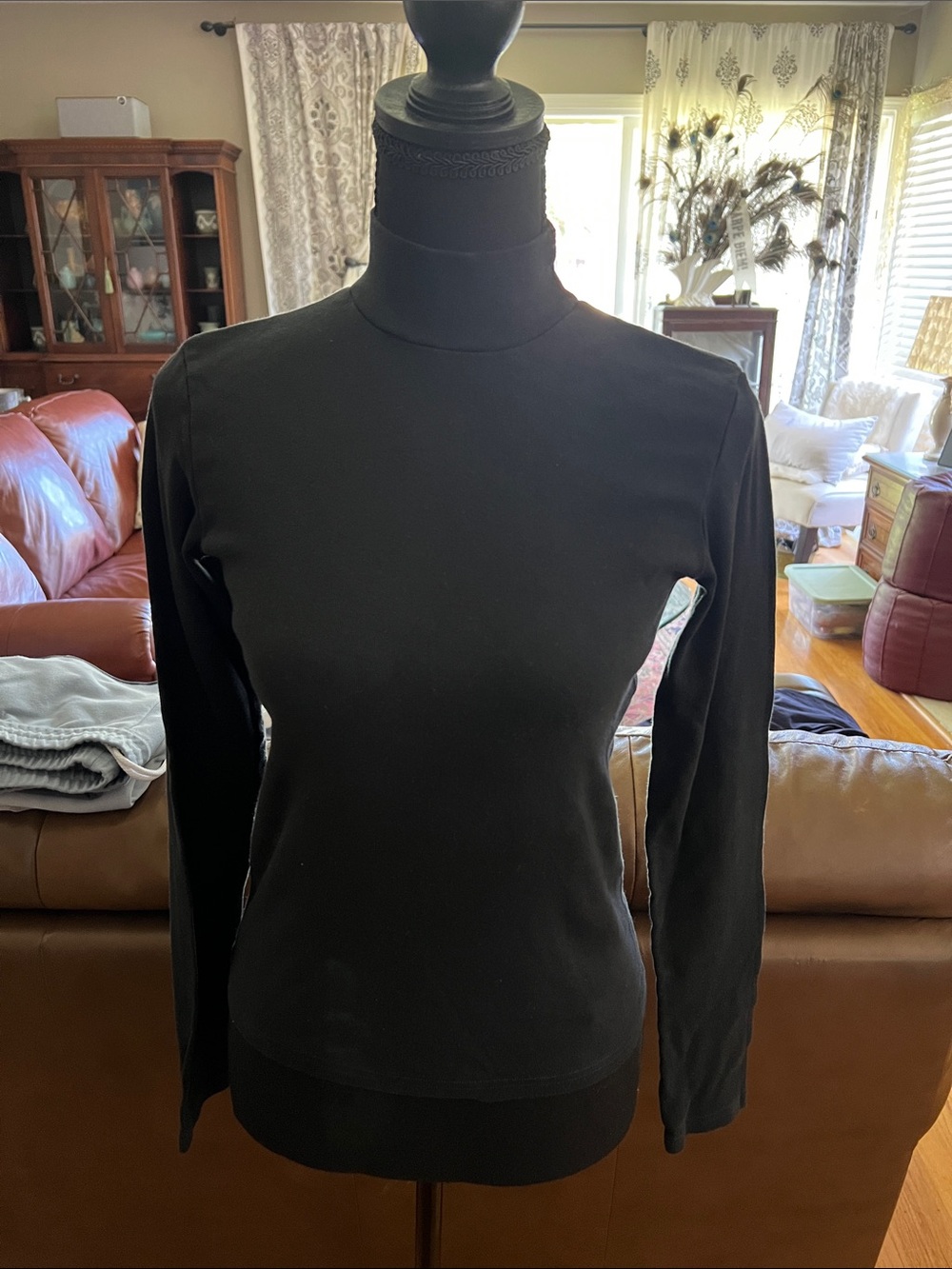 Brandy Melville Black Long-Sleeve Turtleneck Top cotton made in italy